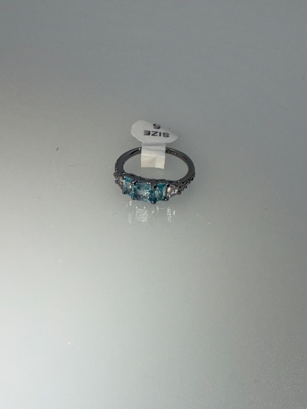 Sterling Silver Blue Topaz Halo Ring - Size 5